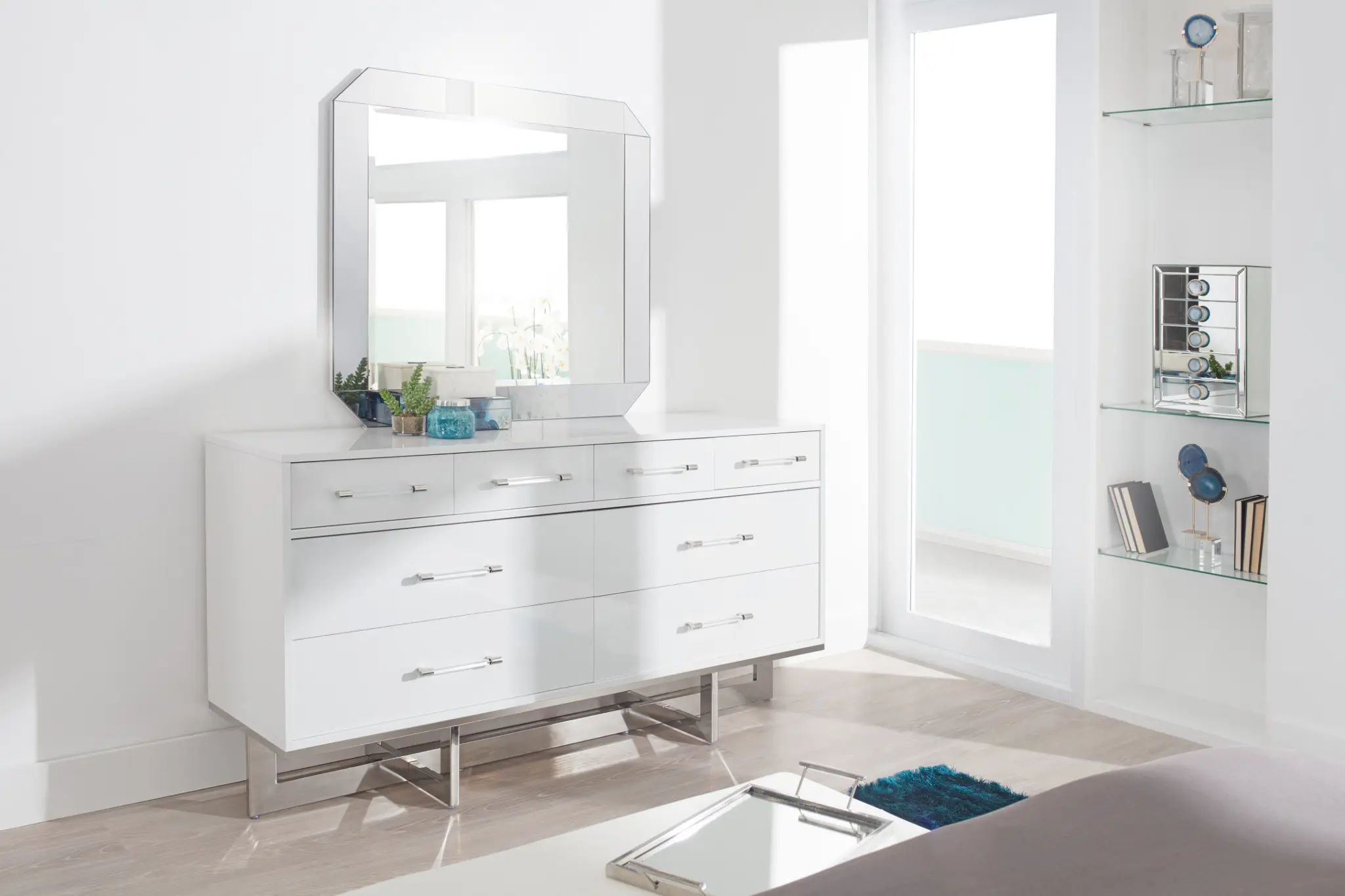 Cortina White Dresser & Mirror Cortina White Dresser & Mirror