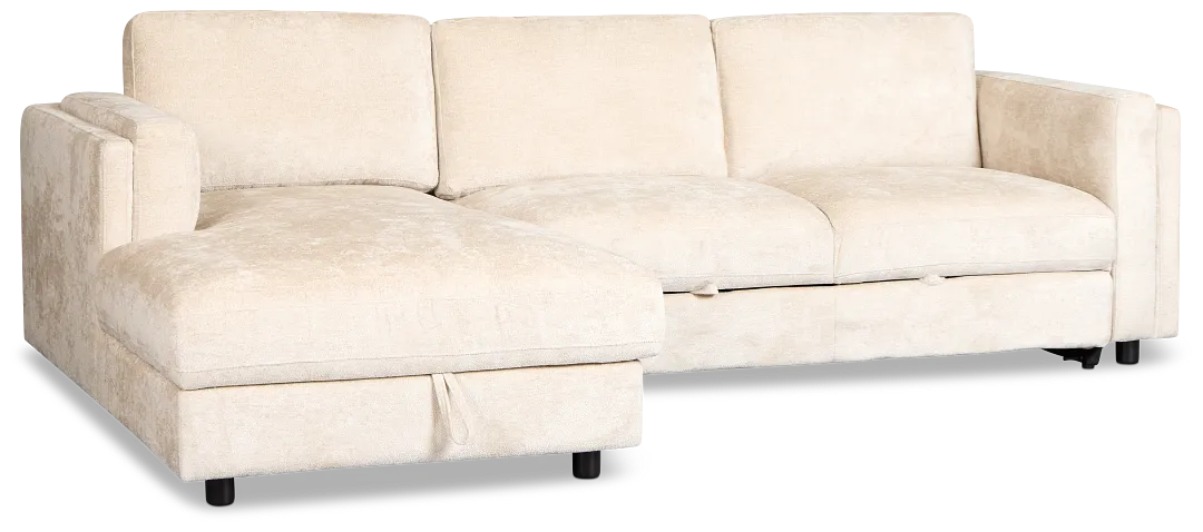 Farren Beige Fabric Small Left Chaise Storage Sleeper Sectional