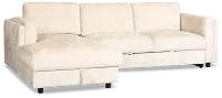 Farren Beige Fabric Small Left Chaise Storage Sleeper Sectional