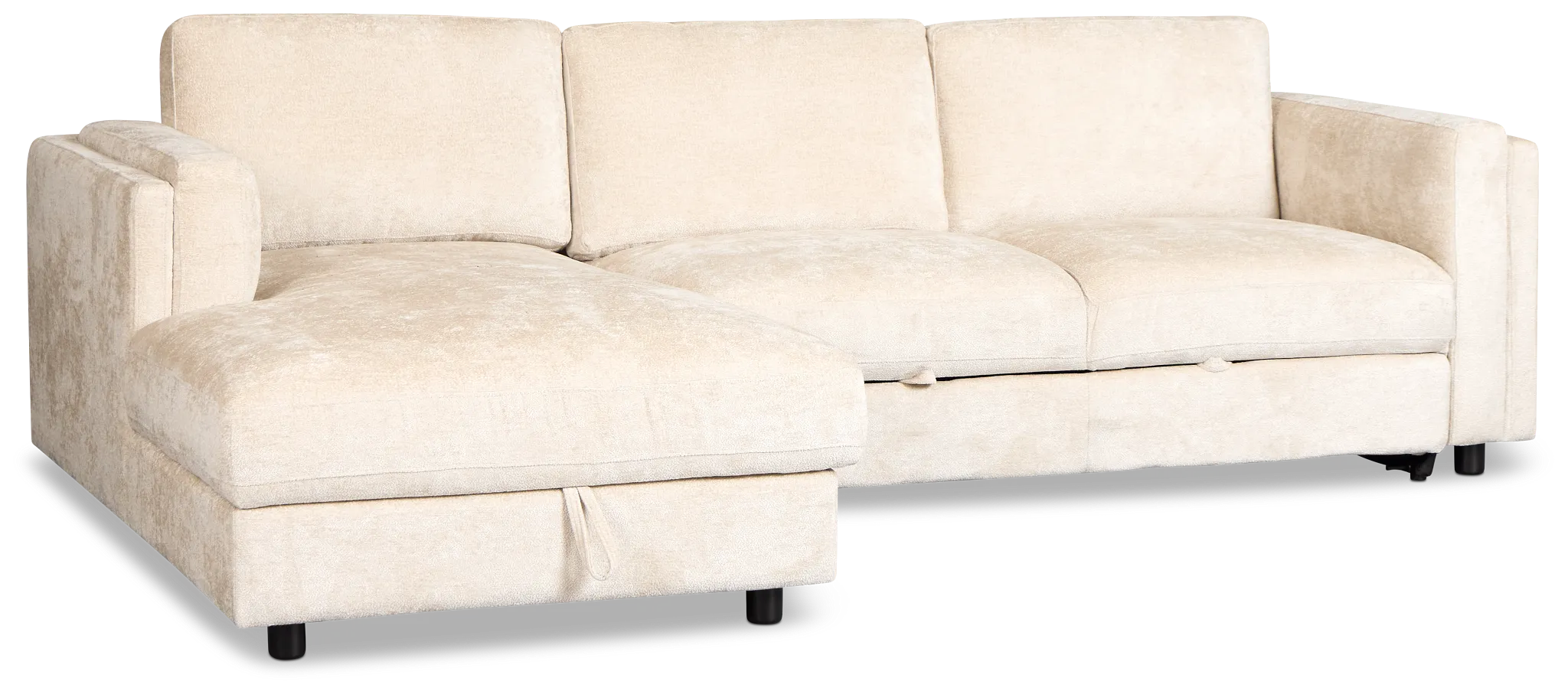 Farren Beige Fabric Small Left Chaise Storage Sleeper Sectional