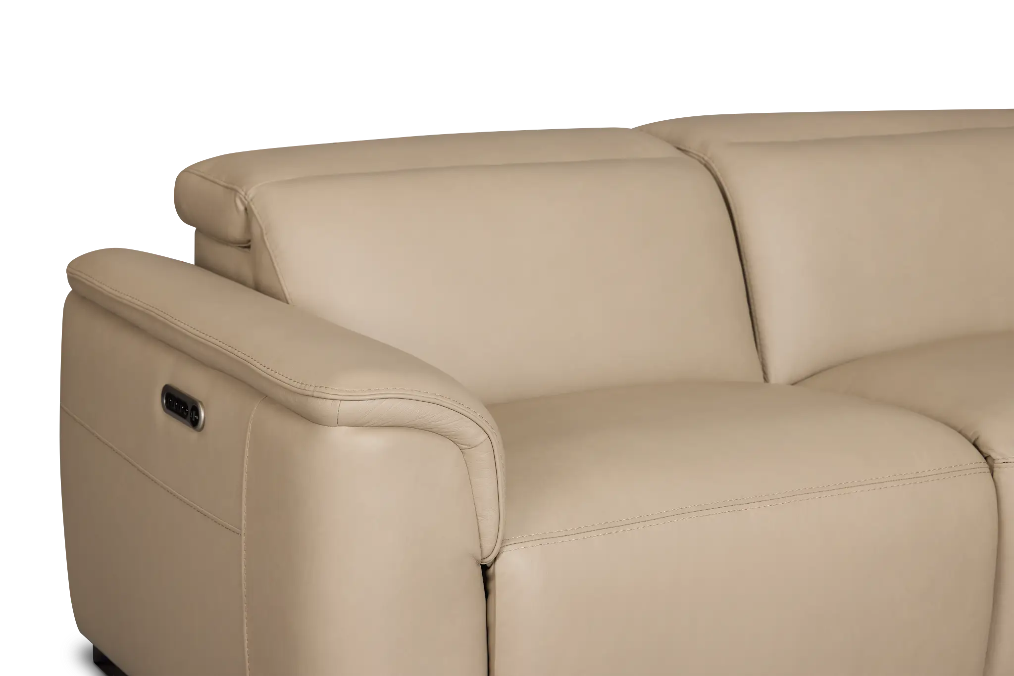 Brodie Taupe Lthr/vinyl Small Dual Power Reclining Two-arm Sectional Brodie Taupe Lthr/vinyl Small Dual Power Reclining Two-arm Sectional