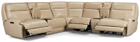Casey Light Beige Lthr/vinyl Large Triple Power Reclining Two-arm Sectional