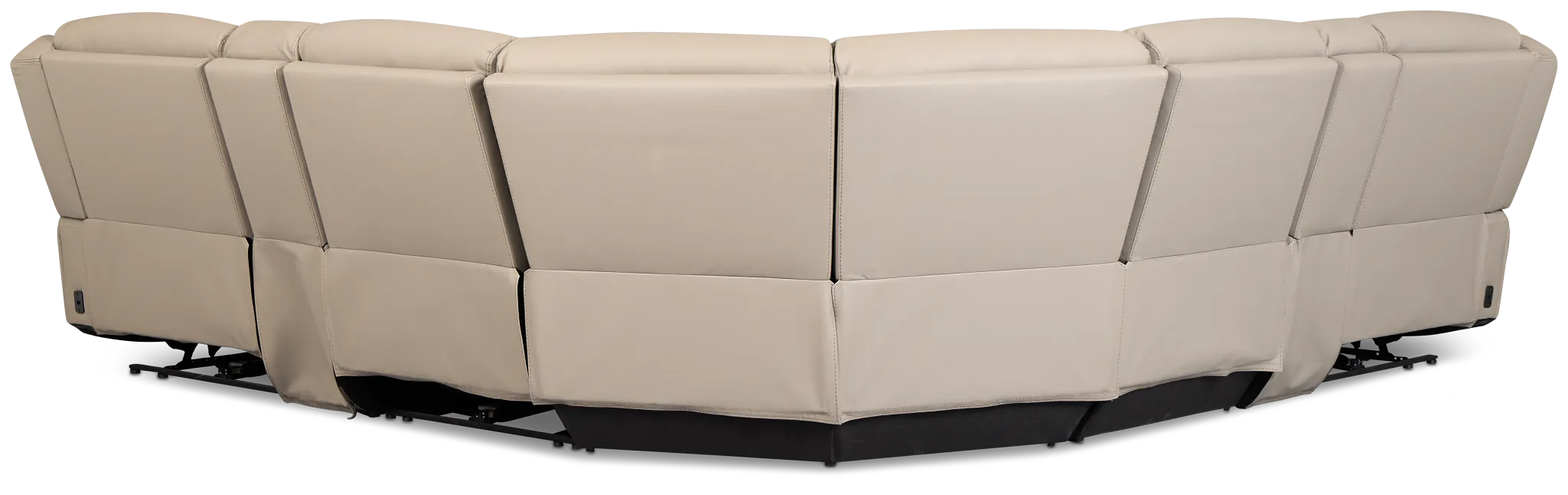 Wilder Taupe Leather Large Triple Power Reclining Two-arm Sectional