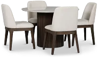 Camden Dark Tone Round Table & 4 Upholstered Chairs