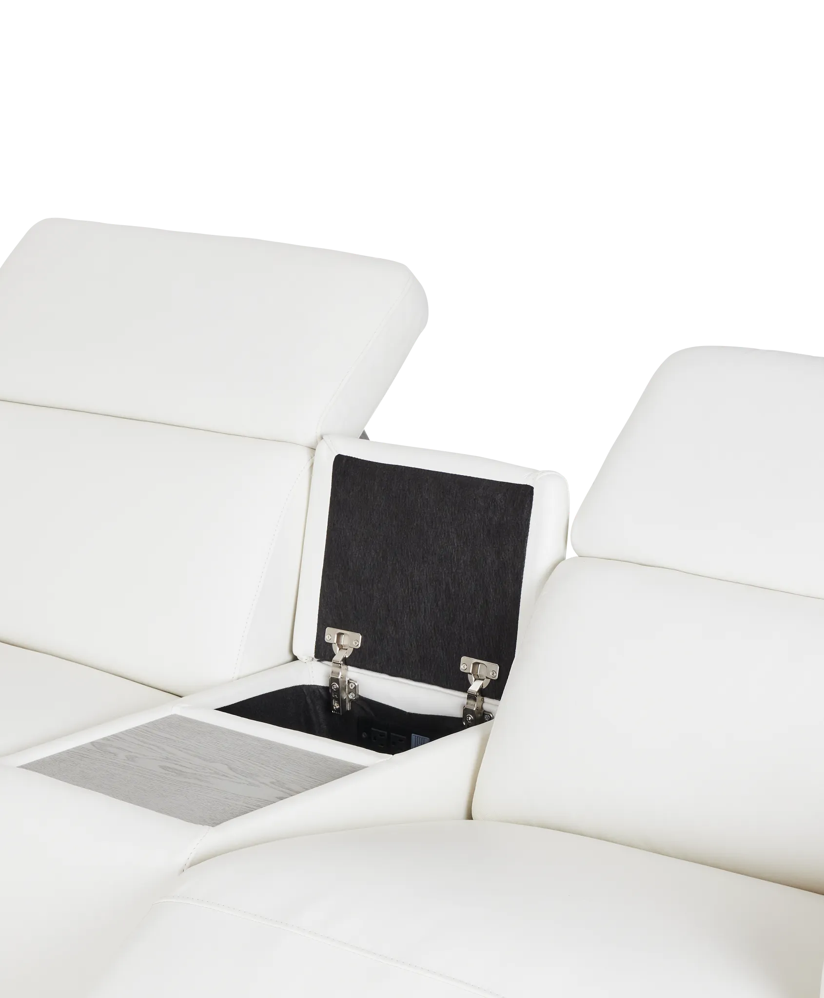 Atlas White Lthr/vinyl Medium Dual Power 2-arm Reclining Sectional