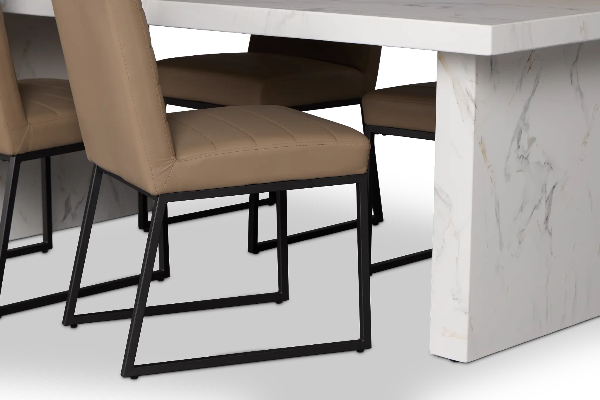 Viscaya White Table & 4 Light Taupe Upholstered Chairs Viscaya White Table & 4 Light Taupe Upholstered Chairs