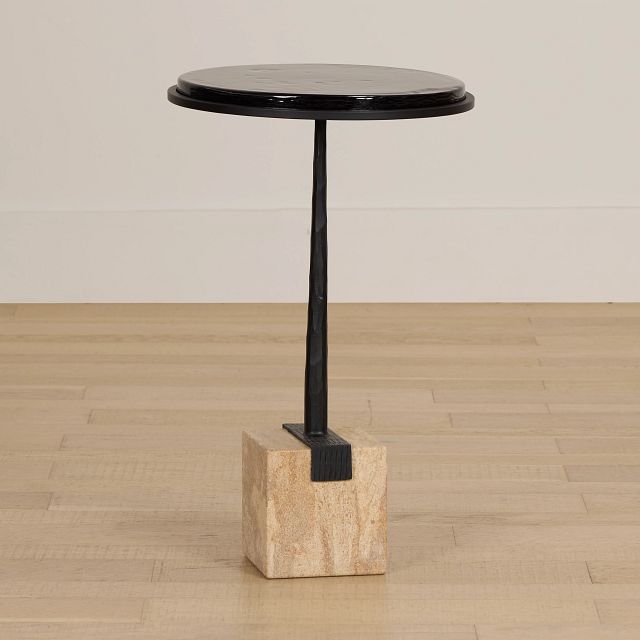 Manami Black Stone Accent Table