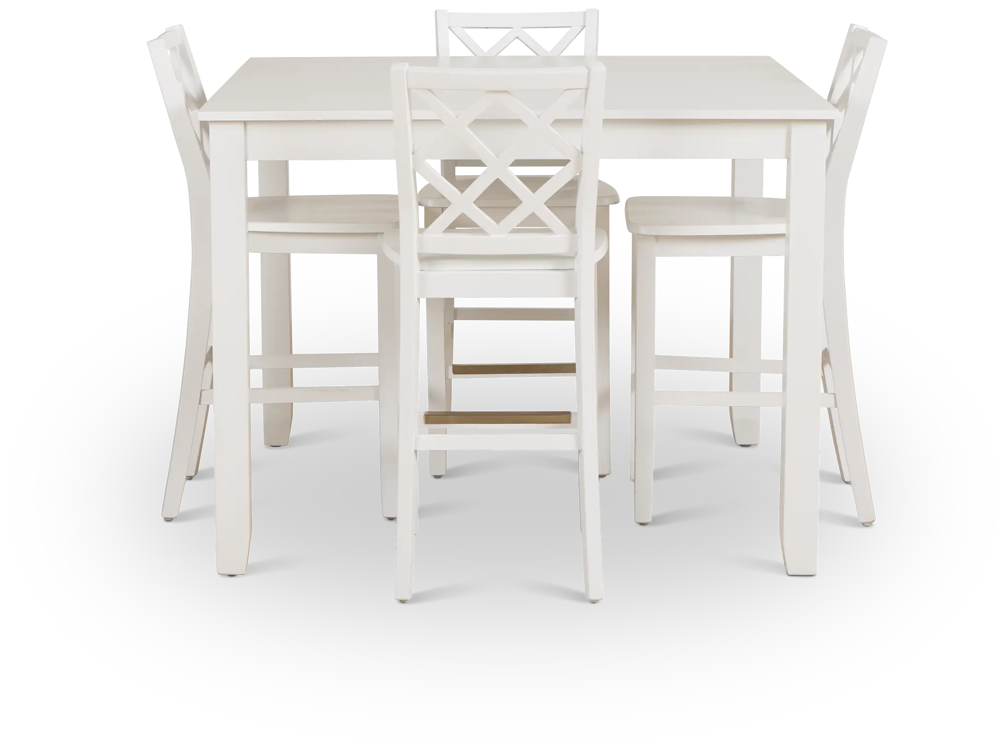 Edgartown White Square High Table & 4 White Wood Barstools Edgartown White Square High Table & 4 White Wood Barstools