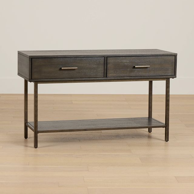 Fulton Dark Tone Wood Storage Sofa Table