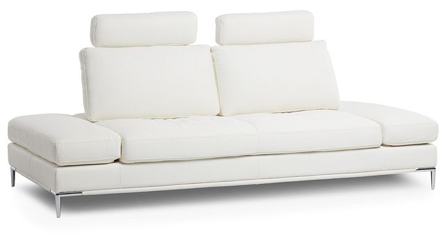 Camden White Micro Sofa With Detachable Headrests