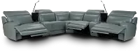 Reign Green Lthr/vinyl Large Triple Power Reclining Two-arm Sectional