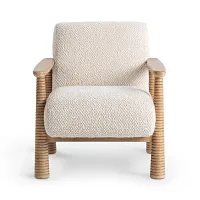 Cozy Beige Fabric Accent Chair