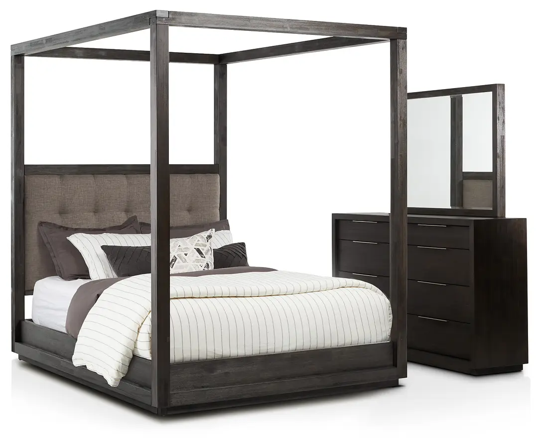 Madden Gray Fabric Canopy Bedroom Madden Gray Fabric Canopy Bedroom