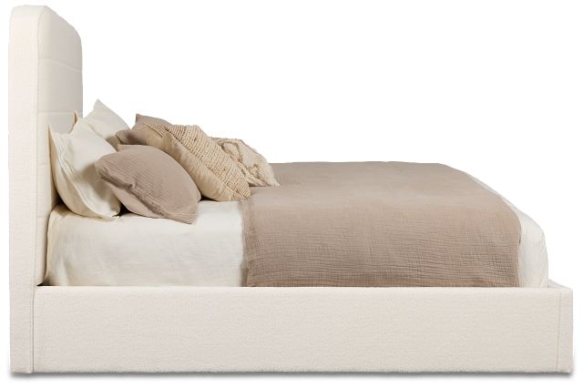 Lyndie Beige Upholstered Platform Bed