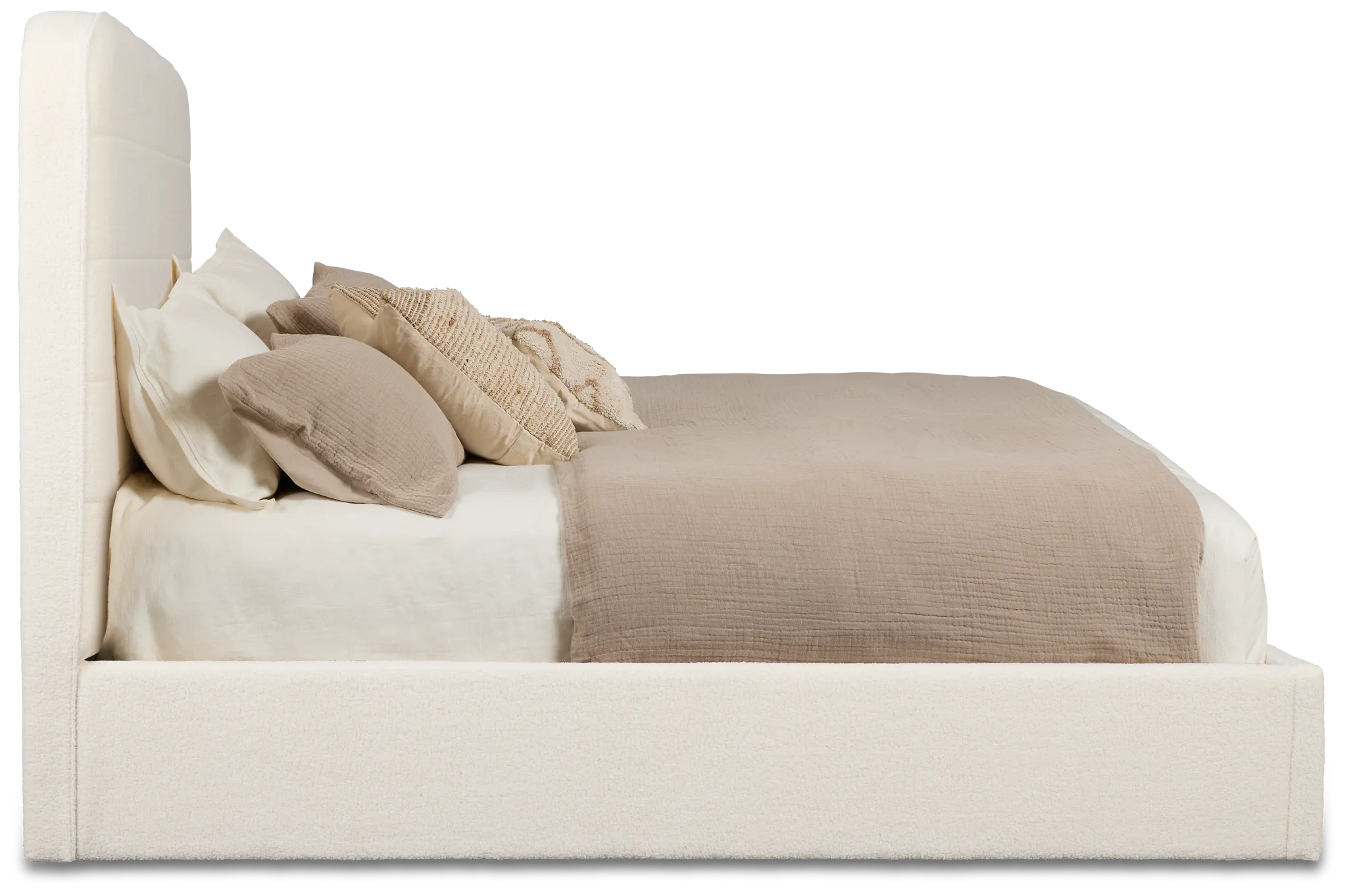 Lyndie Beige Upholstered Platform Bed