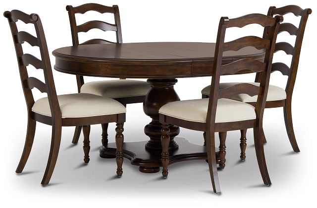 Savannah Dark Tone Round Table & 4 Chairs