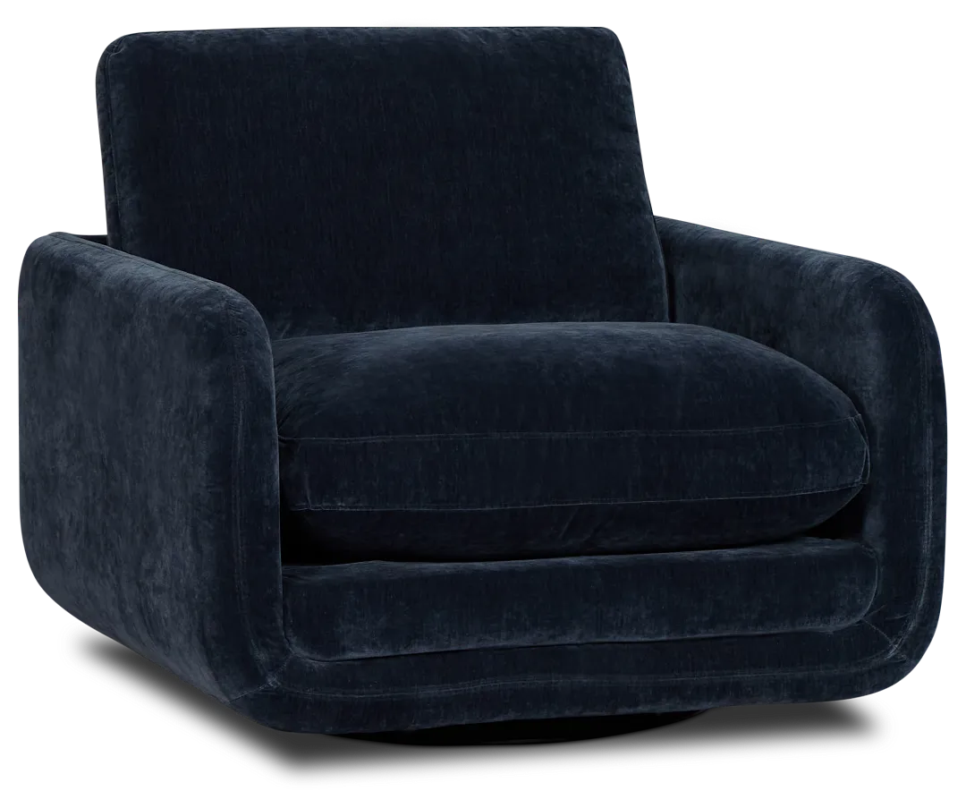 Jules Dark Blue Velvet Swivel Chair