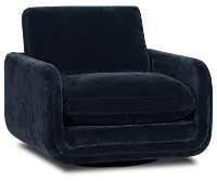 Jules Dark Blue Velvet Swivel Chair
