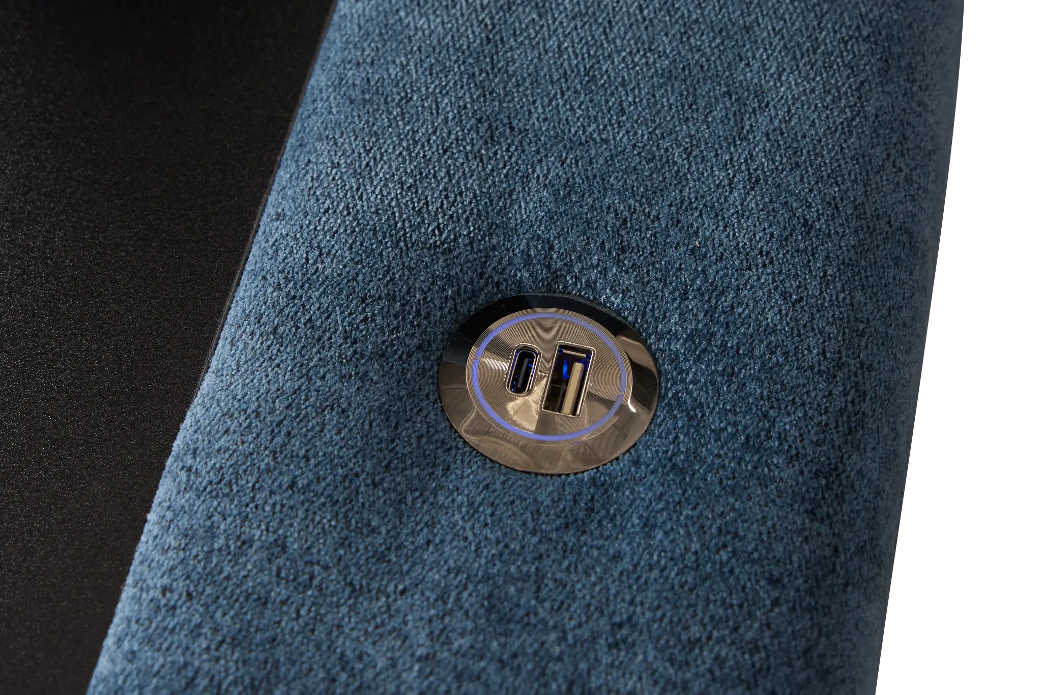 Addie Blue Fabric Medium Left Chaise Sleeper Sectional With Console Addie Blue Fabric Medium Left Chaise Sleeper Sectional With Console