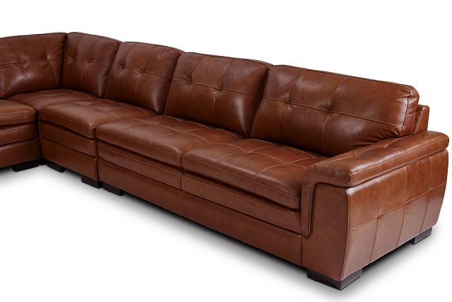 Braden Medium Brown Leather Medium Two-arm Sectional