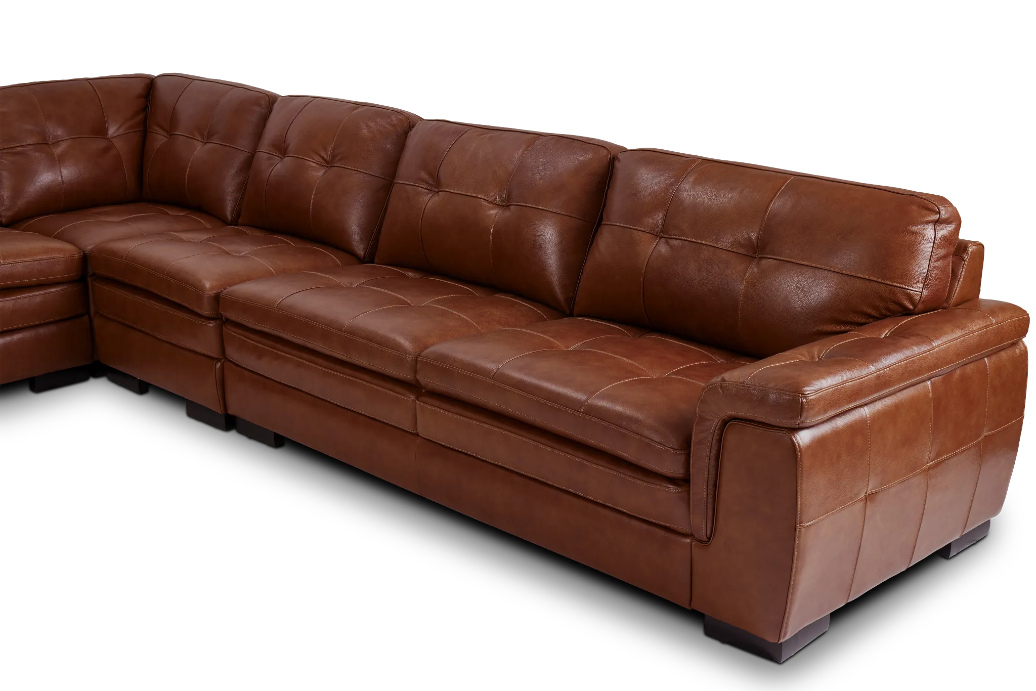 Braden Medium Brown Leather Medium Two-arm Sectional