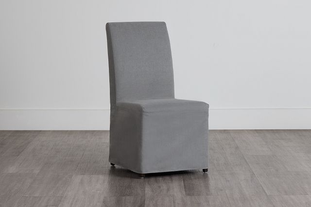 Destination Light Gray Long Slipcover Chair With Medium-tone Leg