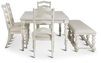 Savannah Ivory Rect Table, 4 Chairs & Bench