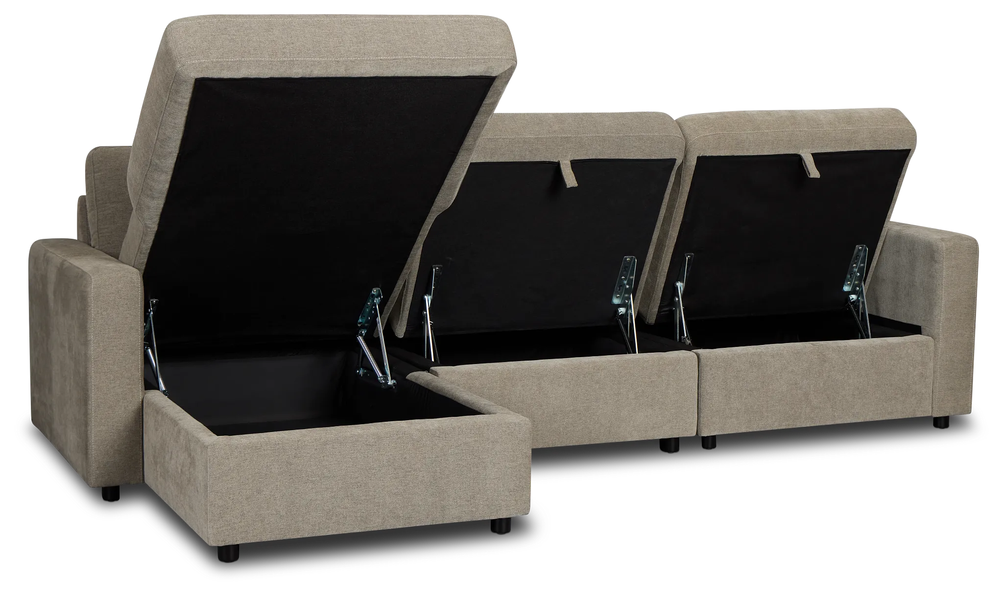 Addie Gray Fabric Left Chaise Storage Sectional