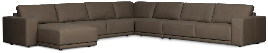 Kellan Dark Gray Leather Large Left Chaise Sectional