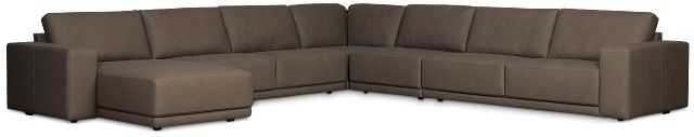 Kellan Dark Gray Leather Large Left Chaise Sectional