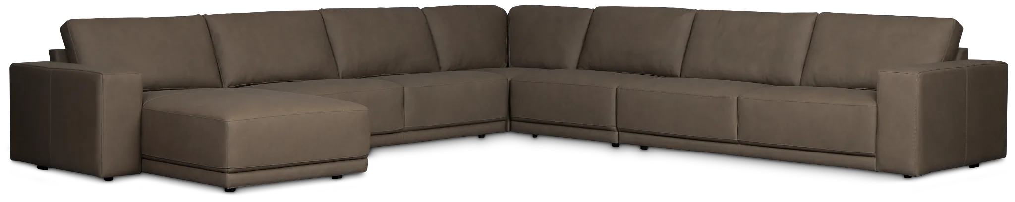 Kellan Dark Gray Leather Large Left Chaise Sectional