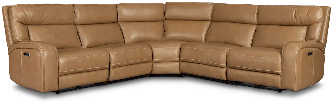 Jasper Light Brown Leather Small Two-arm Power Reclining Sectional Jasper Light Brown Leather Small Two-arm Power Reclining Sectional