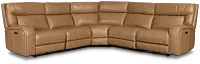 Jasper Light Brown Leather Small Two-arm Power Reclining Sectional