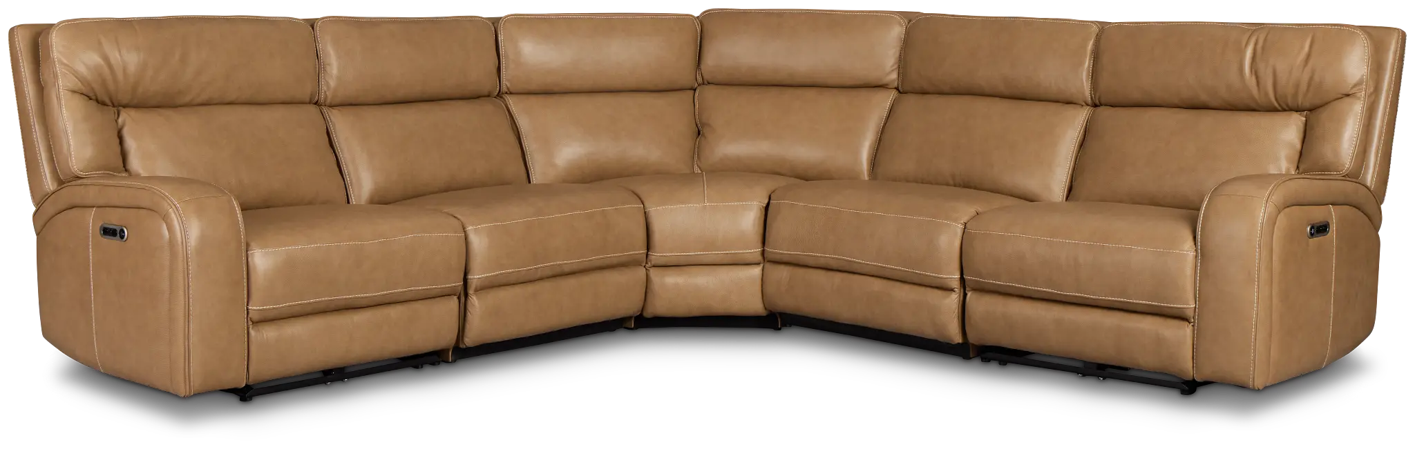 Jasper Light Brown Leather Small Two-arm Power Reclining Sectional Jasper Light Brown Leather Small Two-arm Power Reclining Sectional