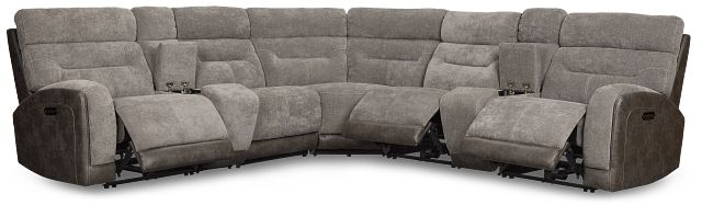 Travis Gray Fabric Large Triple Power Reclining Two-arm Sectional