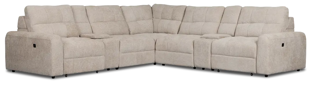 Hendrix Light Taupe Fabric Large Dual Power 2 Arm Extension Chaise Sectional Hendrix Light Taupe Fabric Large Dual Power 2 Arm Extension Chaise Sectional