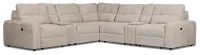 Hendrix Light Taupe Fabric Large Dual Power 2 Arm Extension Chaise Sectional