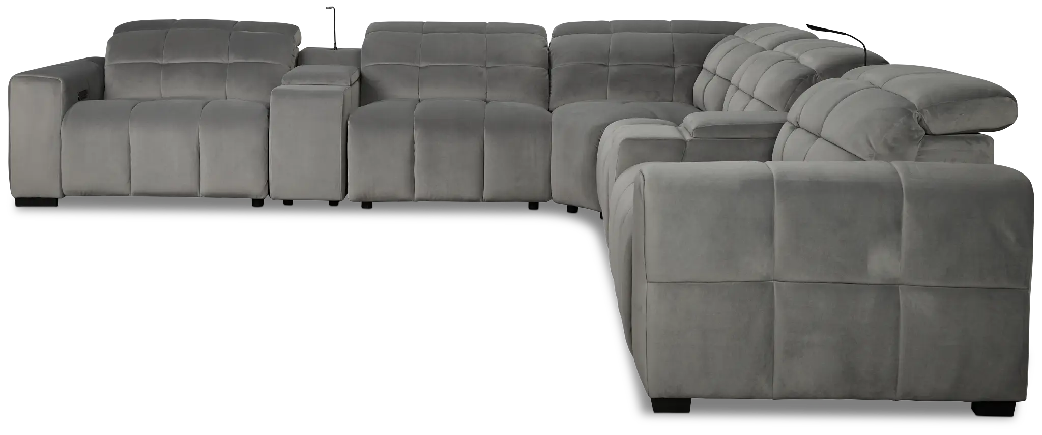 Gemma Light Gray Velvet Large Dual Power Reclining Two-arm Sectional Gemma Light Gray Velvet Large Dual Power Reclining Two-arm Sectional