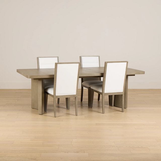 Soho Light Tone Rectangular Table & 4 Upholstered Chairs