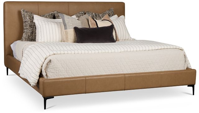 Highland Dark Brown Leather Panel Bed