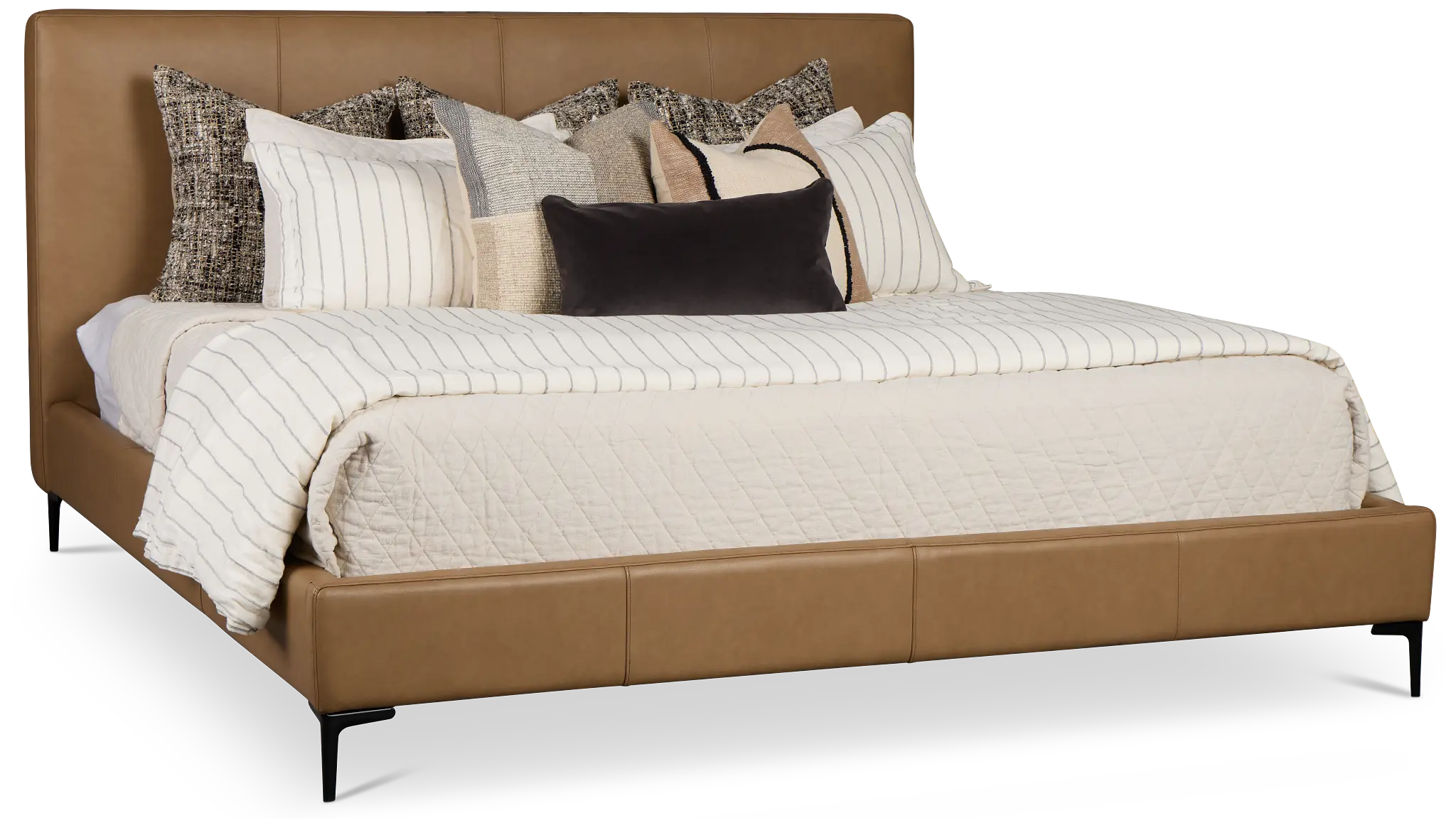 Highland Dark Brown Leather Panel Bed Highland Dark Brown Leather Panel Bed