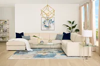 Charlie Ivory Fabric Large Left Chaise Sectional