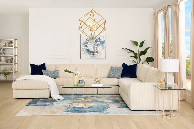 Charlie Ivory Fabric Large Left Chaise Sectional