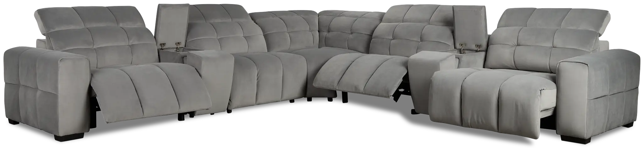 Gemma Light Gray Velvet Large Dual Power Right Chaise Sectional Gemma Light Gray Velvet Large Dual Power Right Chaise Sectional