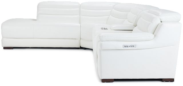 Sentinel White Lthr/vinyl Medium Dual Power Sectional With Music Console
