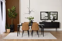 Sierra Black Stone Rectangular Table & 4 Upholstered Chairs
