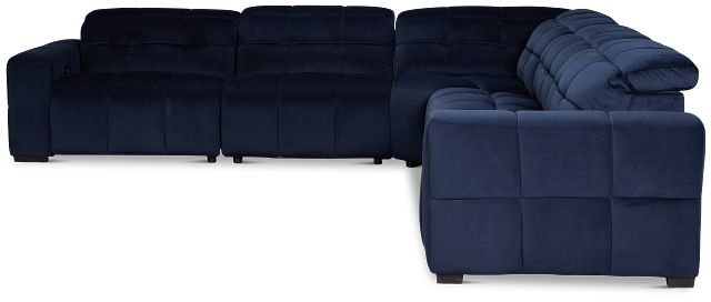 Gemma Navy Velvet Small Two-arm Power Reclining Sectional