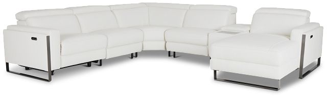 Atlas White Lthr/vinyl Medium Power Reclining Right Chaise Sectional