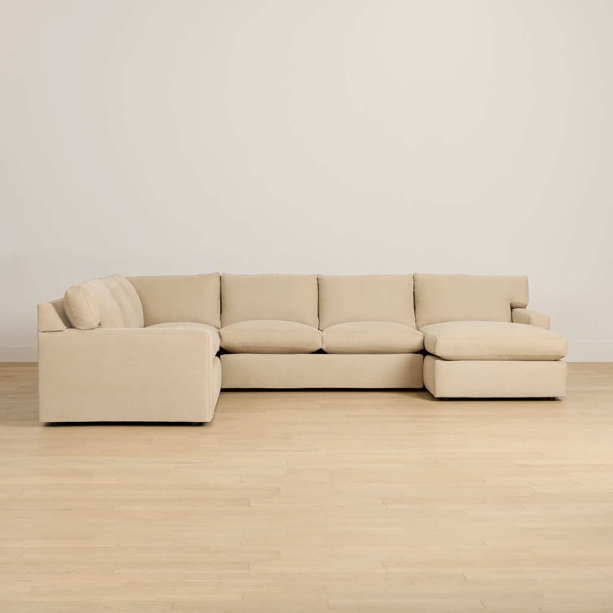 Hudson Beige Fabric Medium Right Chaise Sectional