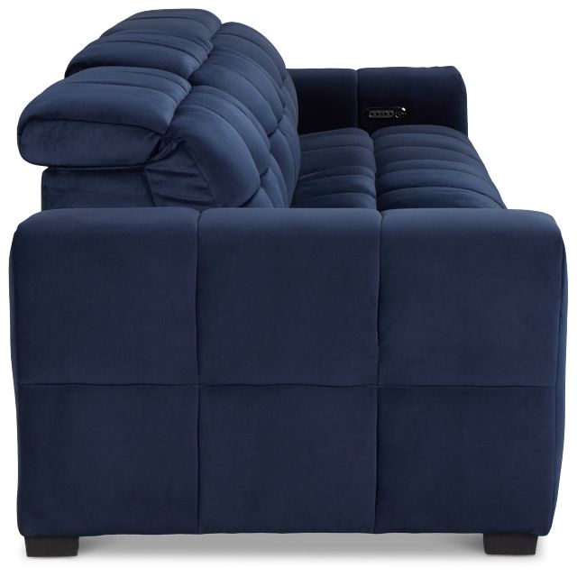 Gemma Navy Velvet Right Chaise Power Reclining Sectional